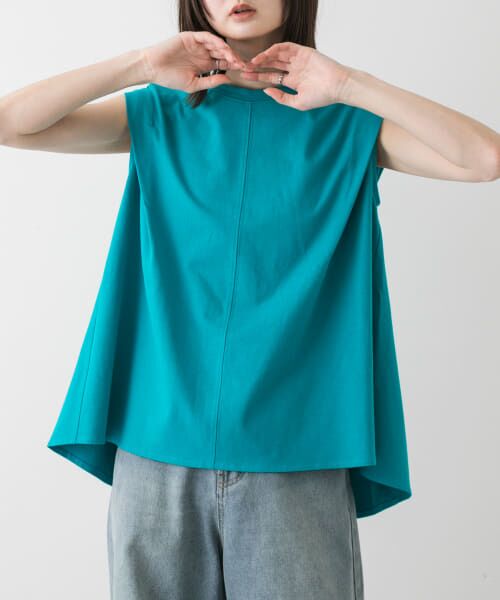 ＊＊SENSE OF PLACE by URBAN RESEARCH / センスオブプレイス バイ アーバンリサーチ Tシャツ | ショルダータックフレアカットトップ（TURQUOISE）