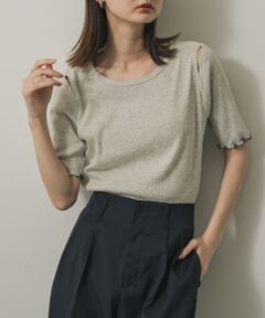 カットアウトピグメントトップ(5分袖)