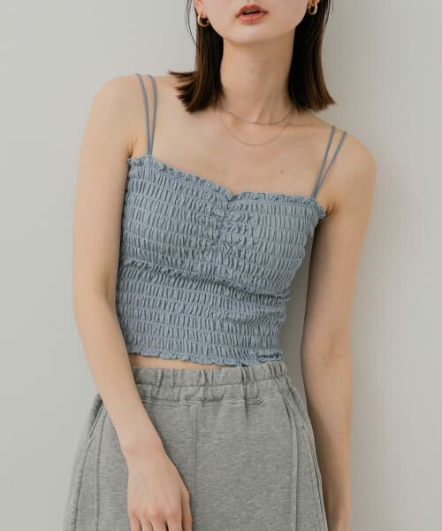 ＊＊SENSE OF PLACE by URBAN RESEARCH / センスオブプレイス バイ アーバンリサーチ キャミソール・チューブトップ | ラメシャーリングカップツキキャミソール（L.BLUE）