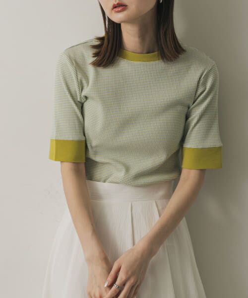 ＊＊SENSE OF PLACE by URBAN RESEARCH / センスオブプレイス バイ アーバンリサーチ Tシャツ | 『一部WEB限定カラー』クルーネックリンガーボーダーTシャツ(5分袖)（YEL×BLU）