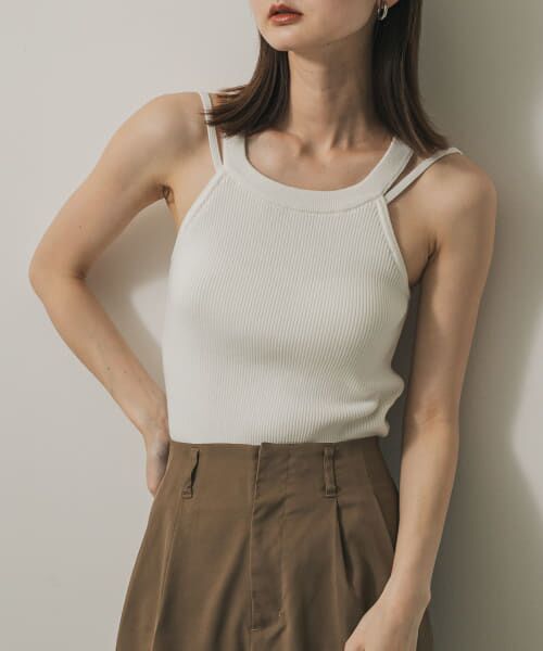 ＊＊SENSE OF PLACE by URBAN RESEARCH / センスオブプレイス バイ アーバンリサーチ タンクトップ | ダブルストラップカップツキニットタンク（OFF WHITE）