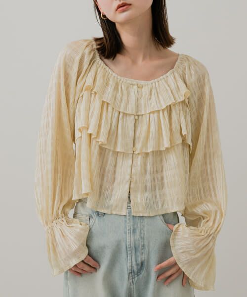 ＊＊SENSE OF PLACE by URBAN RESEARCH / センスオブプレイス バイ アーバンリサーチ シャツ・ブラウス | クロップドフリルブラウス（YELLOW）