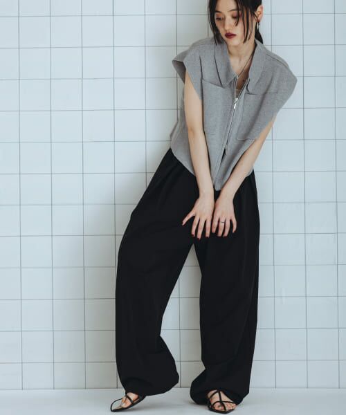 UVカットパンツ 万能センタープレスタックワイドパンツ（しわになりにくい・速乾