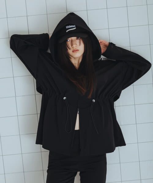 ＊＊SENSE OF PLACE by URBAN RESEARCH / センスオブプレイス バイ アーバンリサーチ ナイロンジャケット | 撥水UVカットウエストドローパーカー（BLACK）