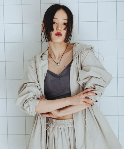 ＊＊SENSE OF PLACE by URBAN RESEARCH / センスオブプレイス バイ アーバンリサーチ ナイロンジャケット | 撥水UVカットウエストドローパーカー（BEIGE）