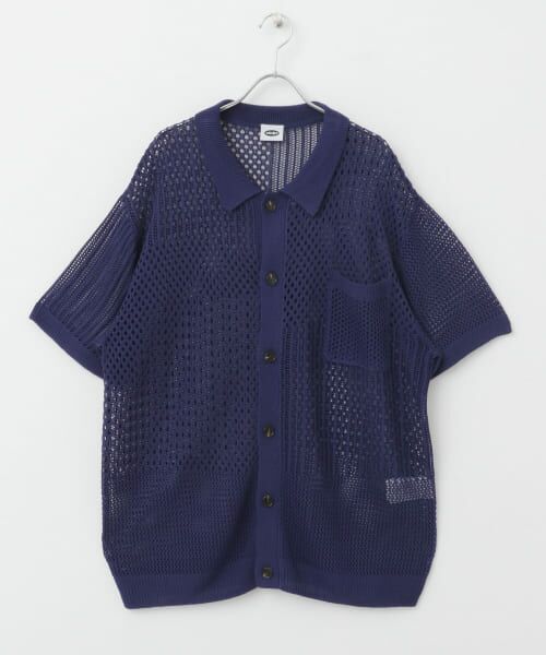 ＊＊SENSE OF PLACE by URBAN RESEARCH / センスオブプレイス バイ アーバンリサーチ ニット・セーター | ddp　MESH KNIT SHIRTS（NAVY）