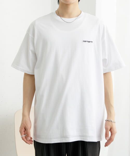 ＊＊SENSE OF PLACE by URBAN RESEARCH / センスオブプレイス バイ アーバンリサーチ Tシャツ | carhartt　SHORT-SLEEVE SCRIPT EMBROIDERY T-SHIRTS（WHT×BLK）