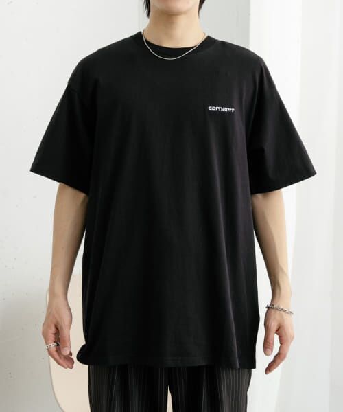 ＊＊SENSE OF PLACE by URBAN RESEARCH / センスオブプレイス バイ アーバンリサーチ Tシャツ | carhartt　SHORT-SLEEVE SCRIPT EMBROIDERY T-SHIRTS（BLK×WHT）