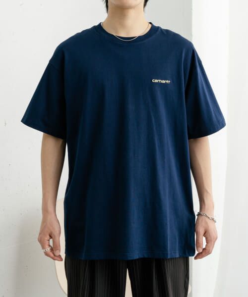 ＊＊SENSE OF PLACE by URBAN RESEARCH / センスオブプレイス バイ アーバンリサーチ Tシャツ | carhartt　SHORT-SLEEVE SCRIPT EMBROIDERY T-SHIRTS（INK×YEL）