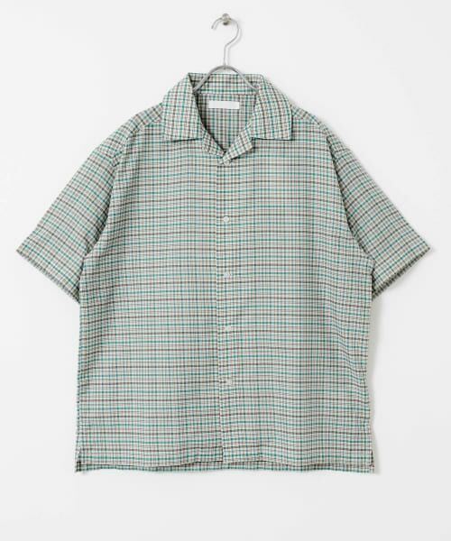 <6(ROKU)>チェック オープンカラー ショートスリーブ シャツ 6(ROKU)＞チェック オープンカラー ショートスリーブ シャツ