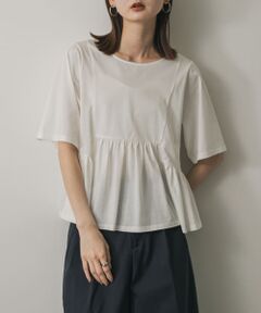 クルーネックペプラムフリルトップ