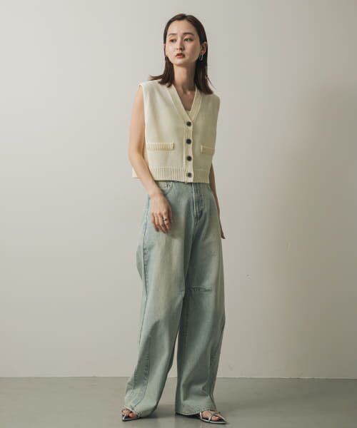 セール】 フロントボタンクロップドセーター （ニット・セーター