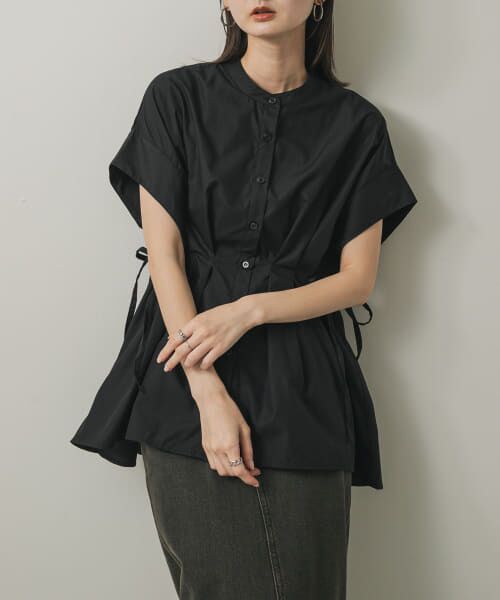 ＊＊SENSE OF PLACE by URBAN RESEARCH / センスオブプレイス バイ アーバンリサーチ シャツ・ブラウス | ウエストタックチュニックブラウス（BLACK）