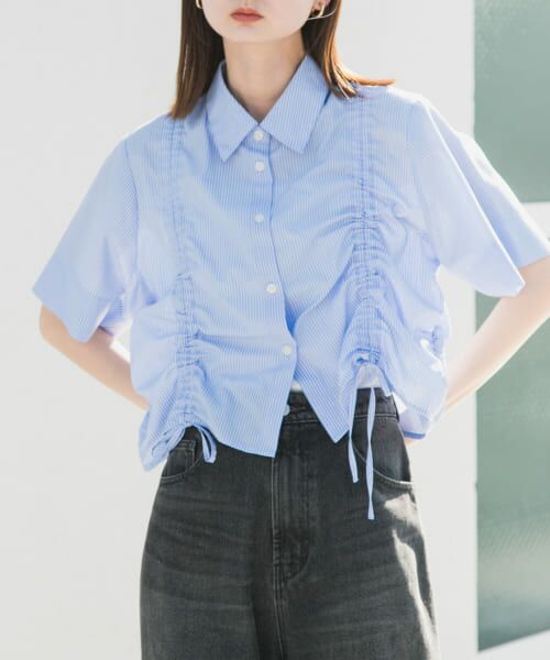 セール】 クロップドシャーリングシャツ(半袖) （シャツ