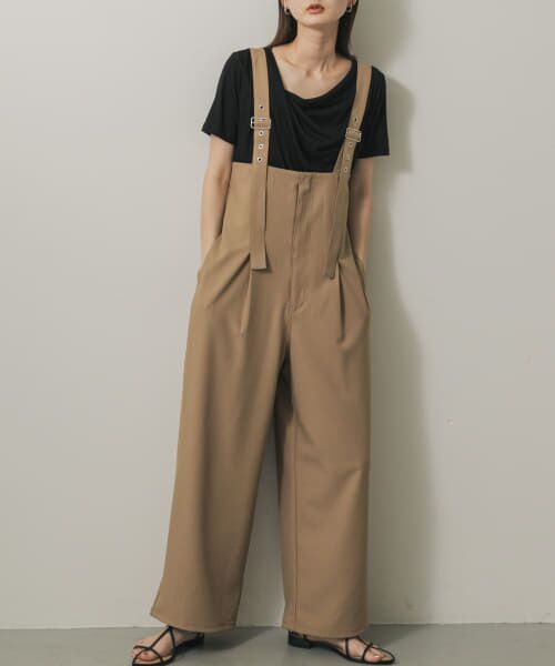 ＊＊SENSE OF PLACE by URBAN RESEARCH / センスオブプレイス バイ アーバンリサーチ サロペット・オールインワン | ウエストタックサロペットパンツ（BEIGE）