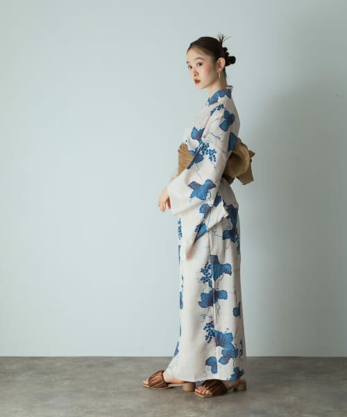 浴衣3点セットワンピース(変織紅梅) 向日葵 簡単 ひまわり柄 SENSE OF PLACE｜浴衣3点セットワンピース(変織紅梅) | Rakuten