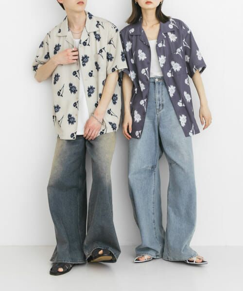 アーバンリサーチ　ボタニカル柄　シャツ セール】 『ユニセックス』ボタニカルオープンカラーショート