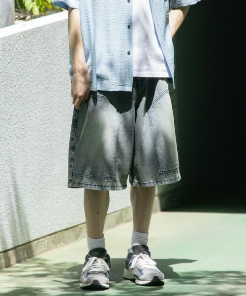 セール】 ダブルニーワイドデニムショーツ （ショート・ハーフ