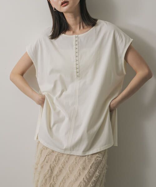 ＊＊SENSE OF PLACE by URBAN RESEARCH / センスオブプレイス バイ アーバンリサーチ Tシャツ | フロントホックフレンチスリーブカットトップ（IVORY）