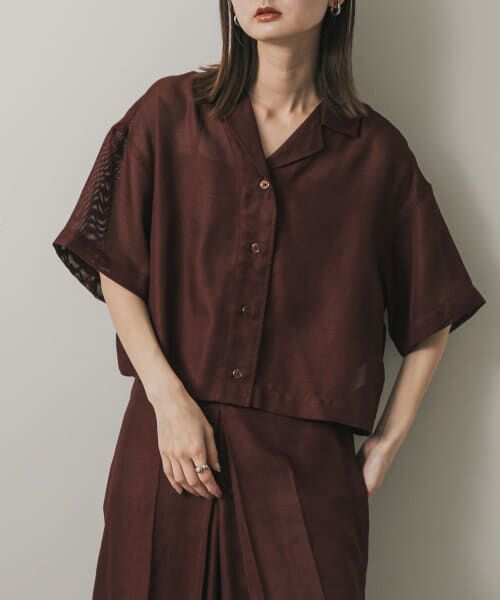 セール】 リネンライクメッシュシャツ （シャツ・ブラウス