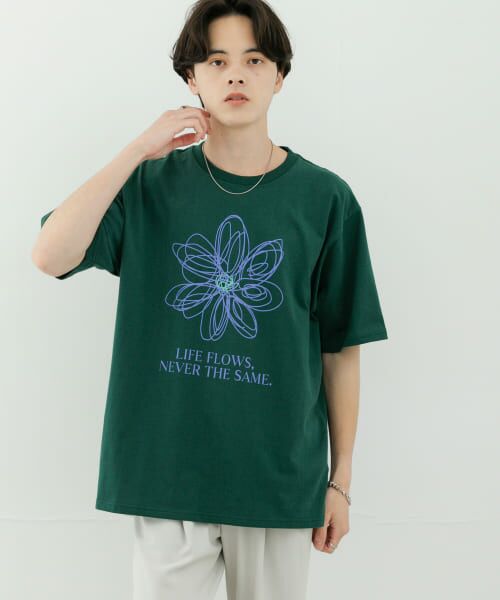 PEACH-PIT 25周年特別展　クラファン　Tシャツ　ネックストラップカード セール】 フラワーアートグラフィックショートスリーブTシャツ