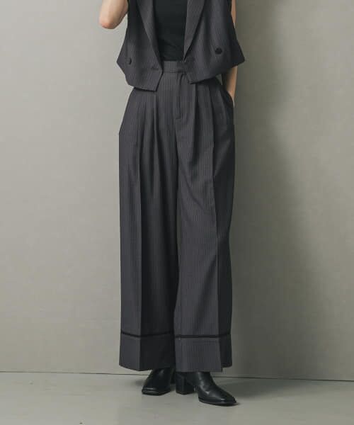 【美品】バーバリー ロンドン　ワイド スラックス　リネン混　タック　ブラック　黒 タックワイドスラックス | ファッション通販サイト NUGU