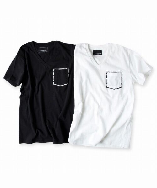 【NUMBER (N)INE DENIM】音符デザインポケット付VネックTシャツ