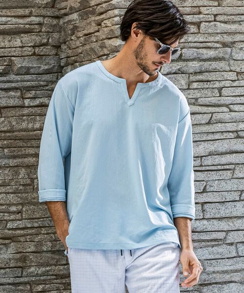 SHIFFON/シフォン プルオーバーシャツ ブルー L SHIFFON/シフォン プルオーバーシャツ ブルー L
