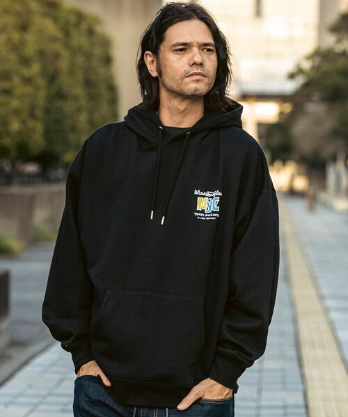 SHIFFON / シフォン パーカー | プリントプルオーバーパーカー(ブラック A)