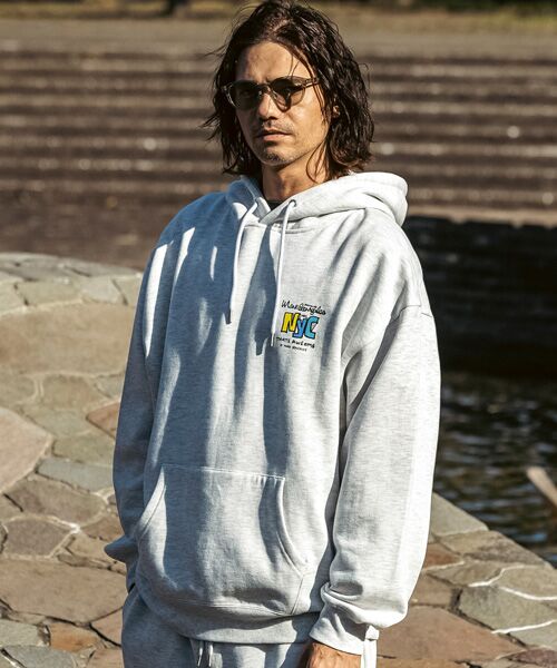 SHIFFON / シフォン パーカー | プリントプルオーバーパーカー(グレー A)