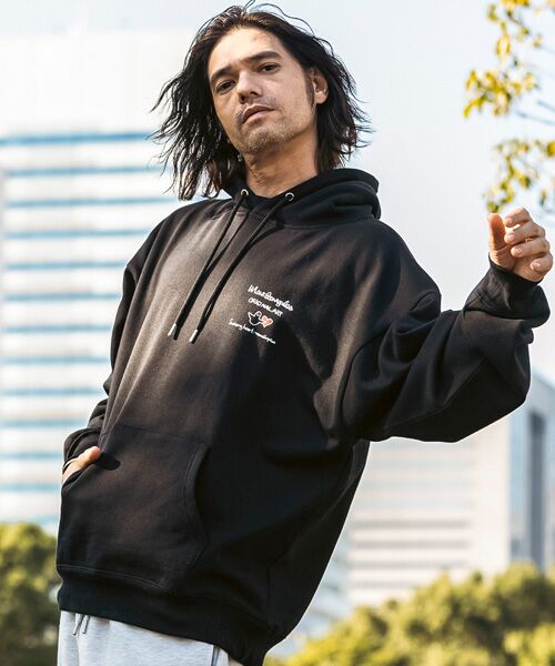 SHIFFON / シフォン パーカー | プリントプルオーバーパーカー(ブラック D)