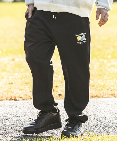 SHIFFON / シフォン その他パンツ | プリントスウェットパンツ(ブラック A)