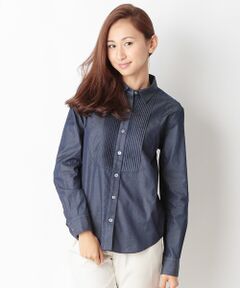 SHIPS / シップス シャツ・ブラウス | コットンデニム ピンタックロングスリーブ
