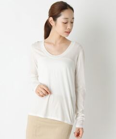 SHIPS / シップス カットソー | コットン テンジク Uネック ロングスリーブ