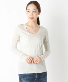 SHIPS / シップス カットソー | コットン テンジク Uネック ロングスリーブ