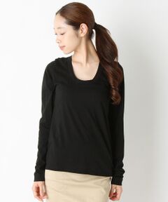 SHIPS / シップス カットソー | コットン テンジク Uネック ロングスリーブ