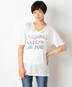 BLONDES Make Better T-shirts: MODONNAプリント VネックTシャツ