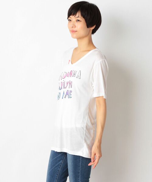 SHIPS for women / シップスウィメン Tシャツ | BLONDES Make Better T-shirts: MODONNAプリント VネックTシャツ | 詳細2