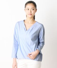 SHIPS / シップス シャツ・ブラウス | コットン ストライプ タック Vネック ブラウス