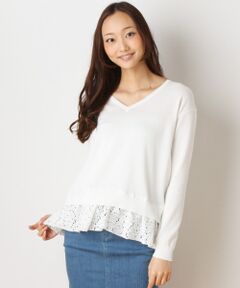 SHIPS / シップス ニット・セーター | レースコンビ プルオーバー