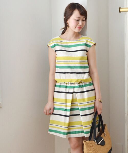 SHIPS / シップス ミニ丈・ひざ丈ワンピース | マルチボーダー ギャザーワンピース | 詳細2