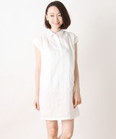 SHIPS / シップス ミニ丈・ひざ丈ワンピース | リネン　ジャージー コンビ フレンチスリーブ プルオーバーワンピース