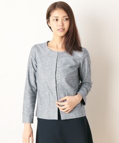 SHIPS / シップス ノーカラージャケット | ツイードニット ノーカラージャケット