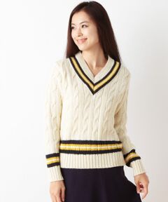 DULYN KNITWEAR:SHIPS別注 Vネックカレッジ プルオーバー