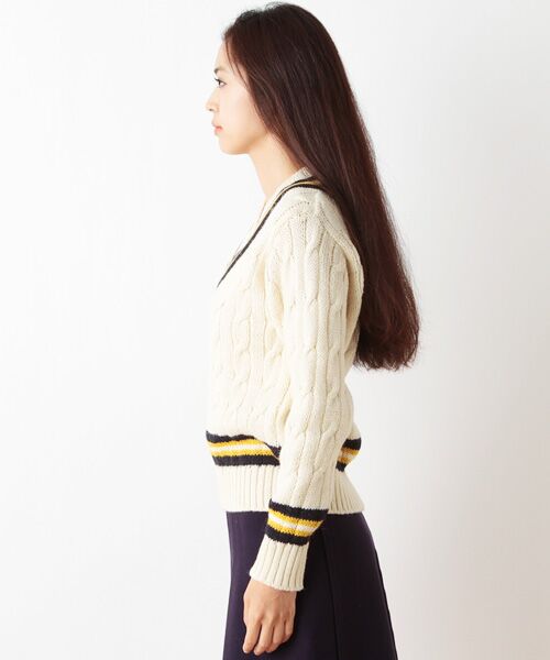 SHIPS for women / シップスウィメン ニット・セーター | DULYN KNITWEAR:SHIPS別注 Vネックカレッジ プルオーバー | 詳細2