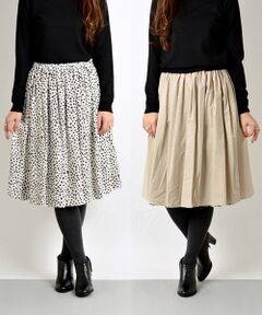 SHIPS / シップス ミニ・ひざ丈スカート | スタープリント リバーシブル ギャザースカート