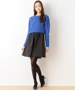 SHIPS / シップス ミニ丈・ひざ丈ワンピース | ケーブルニット コンビワンピース