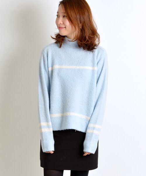 SHIPS / シップス ニット・セーター | ブロックラインニット（ライトブルー）