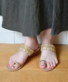 SHIPS / シップス サンダル | KIWI:ローウェッジビジューサンダル◆