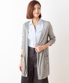 SHIPS / シップス カーディガン・ボレロ | テンセルリネンソリッド/ボーダーロングカーディガン